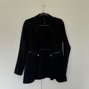 Black Carbon blazer with silver zipper and pockets